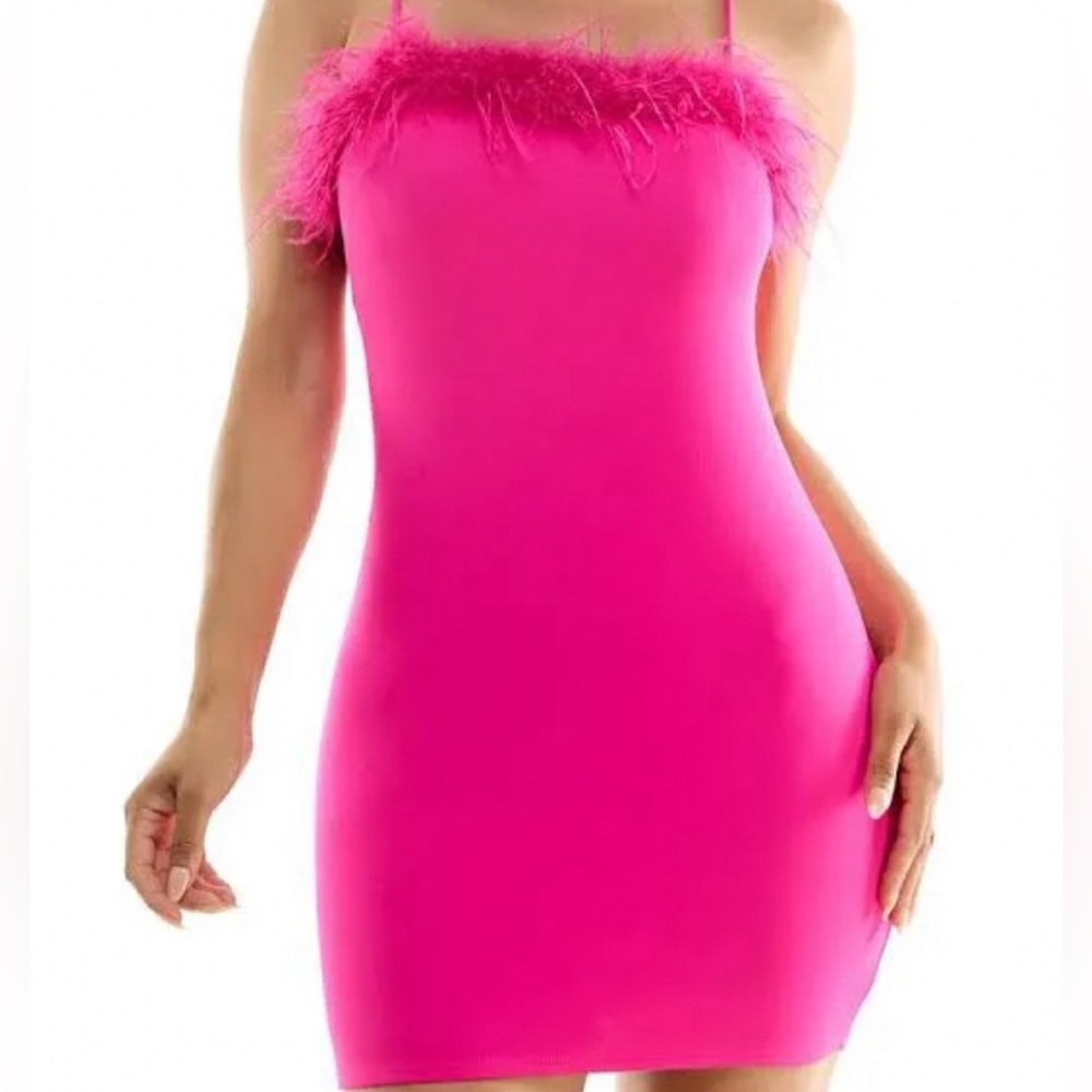 B Darlin feather trim bodycon mini dress worn once size 0
